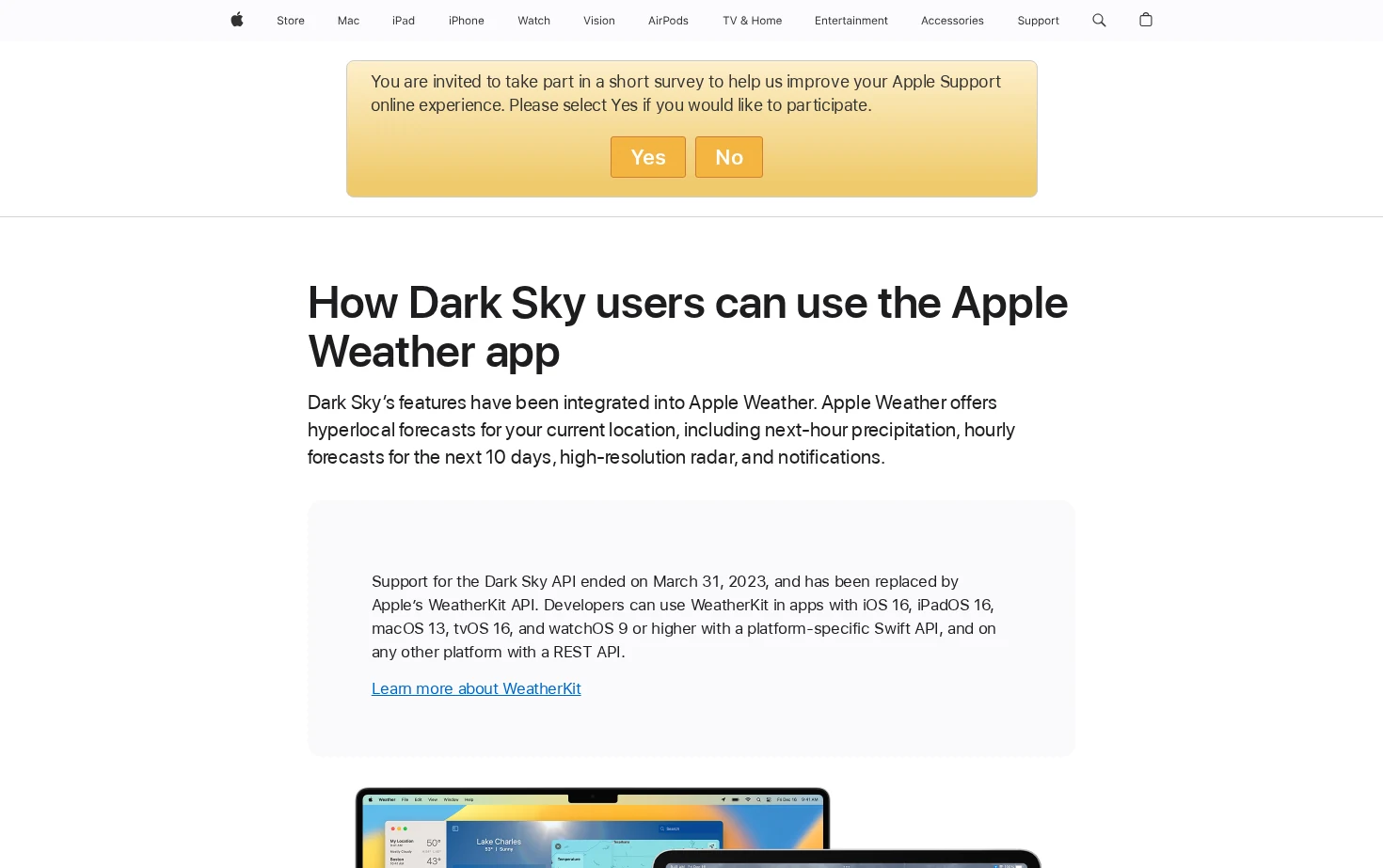 Apple Support 页面快照